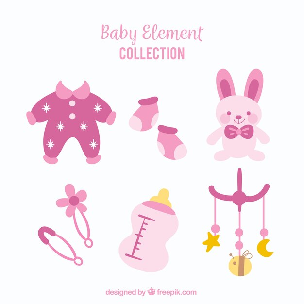 Baby elements collection in hand drawn style