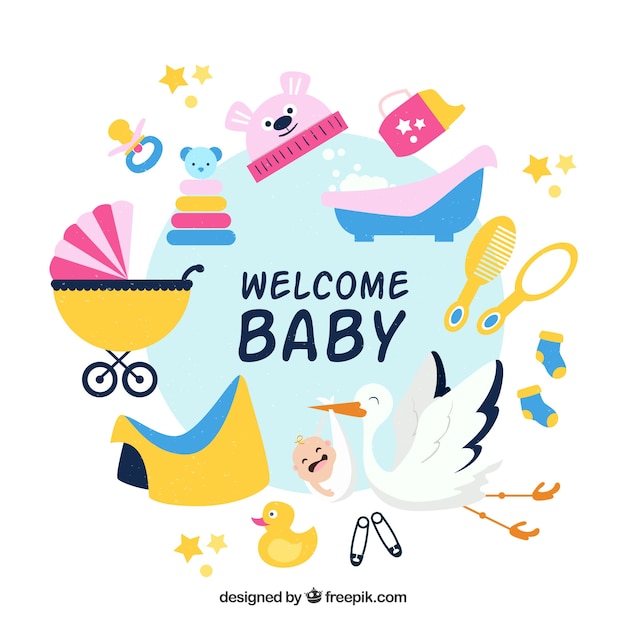 Free vector baby elements collection in hand drawn style