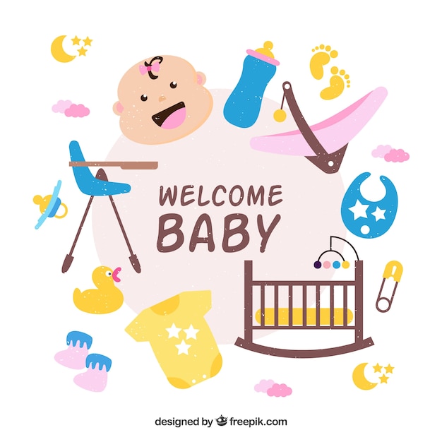 Free vector baby elements collection in hand drawn style