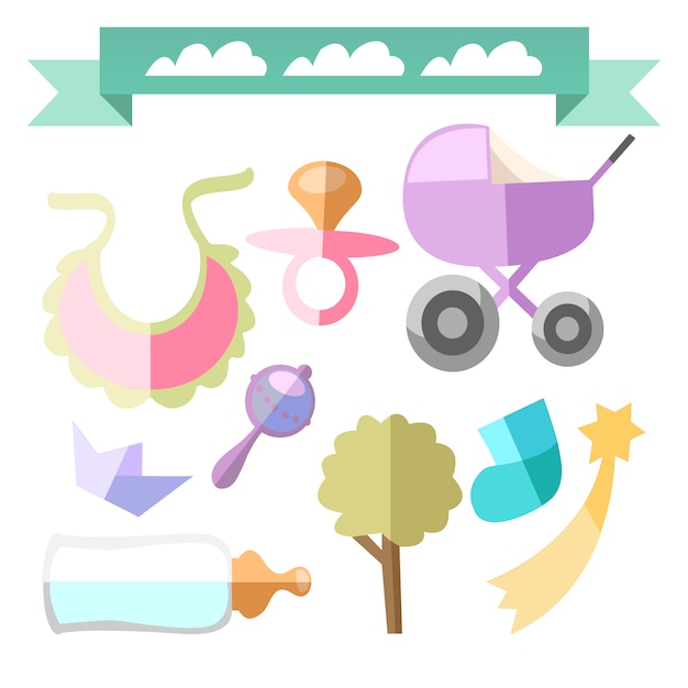 Free vector baby elements collection