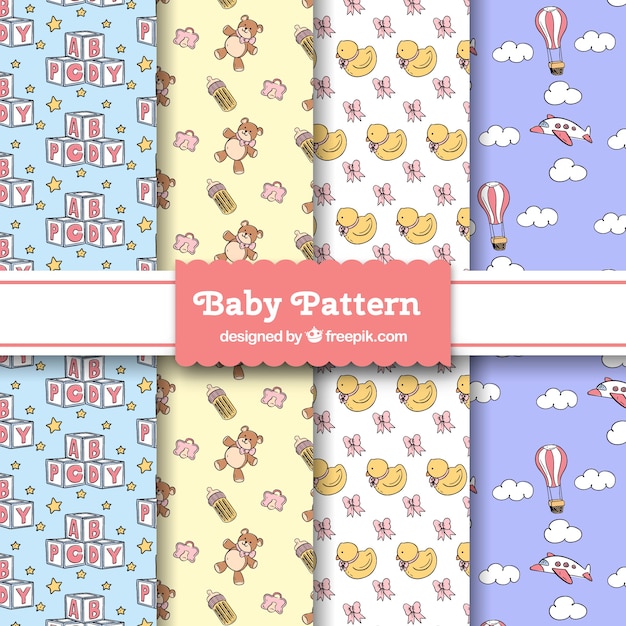 Free vector baby elements patterns collection