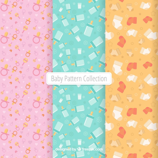 Free vector baby elements patterns collection