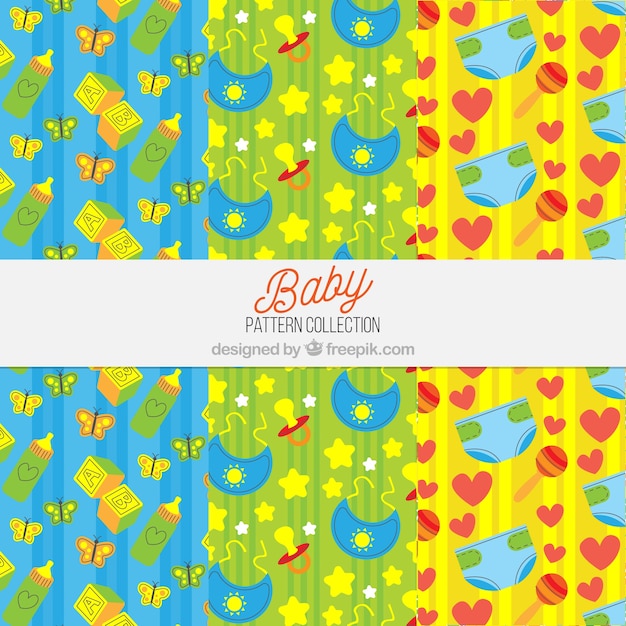 Free vector baby elements patterns collection