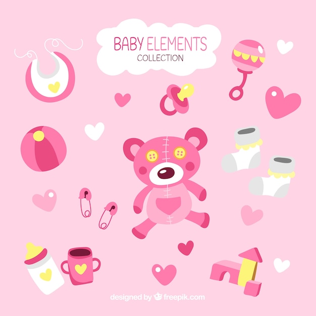 Baby elements set in flat style