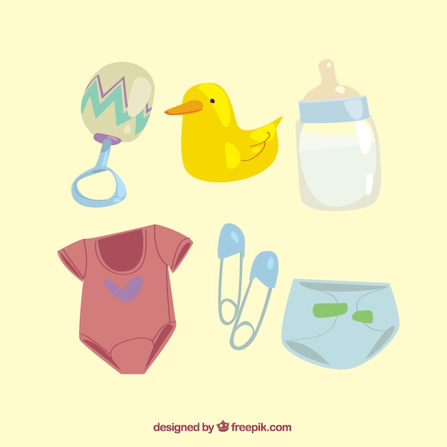 Free vector baby elements set in flat style