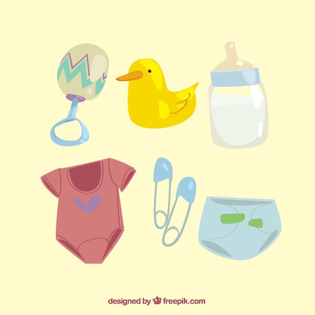 Baby elements set in flat style