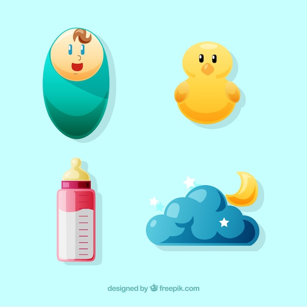 Free vector baby elements set in flat style