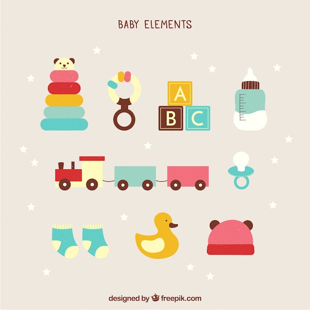 Free vector baby elements set in flat style