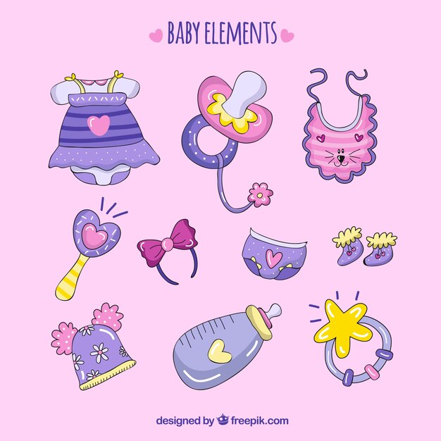 Baby elements set in flat style