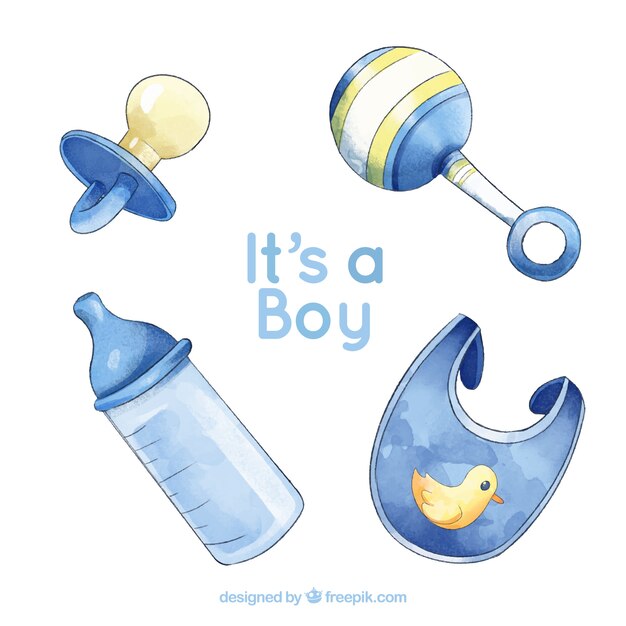 Premium Vector  Baby boy sticker, scrapbook. baby shower sticker