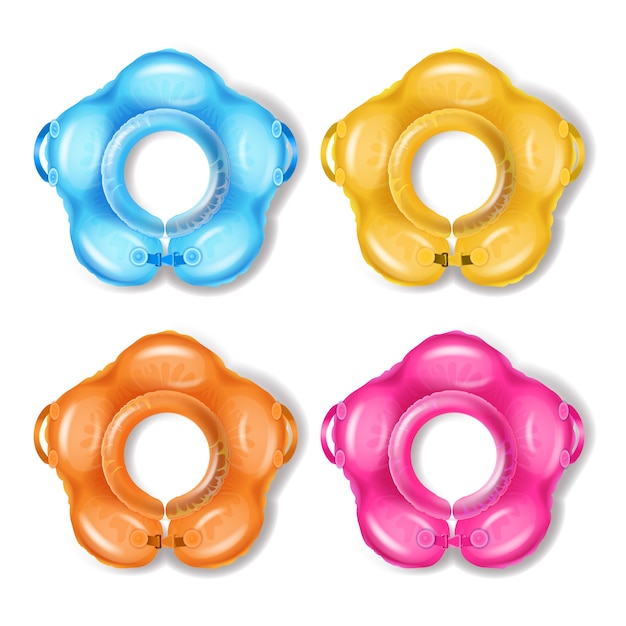 Free vector baby, five-pointed, different colors, inflatable swimming rings