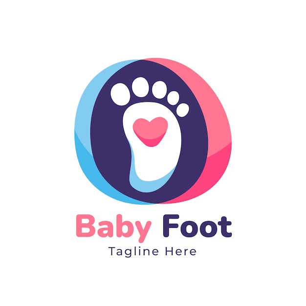 Modello di progettazione del logo del piede del bambino