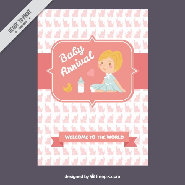 Free vector baby girl arrival card