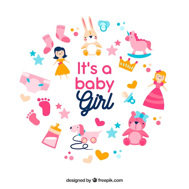 Free vector baby girl background in flat style