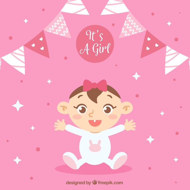 Baby girl background in flat style