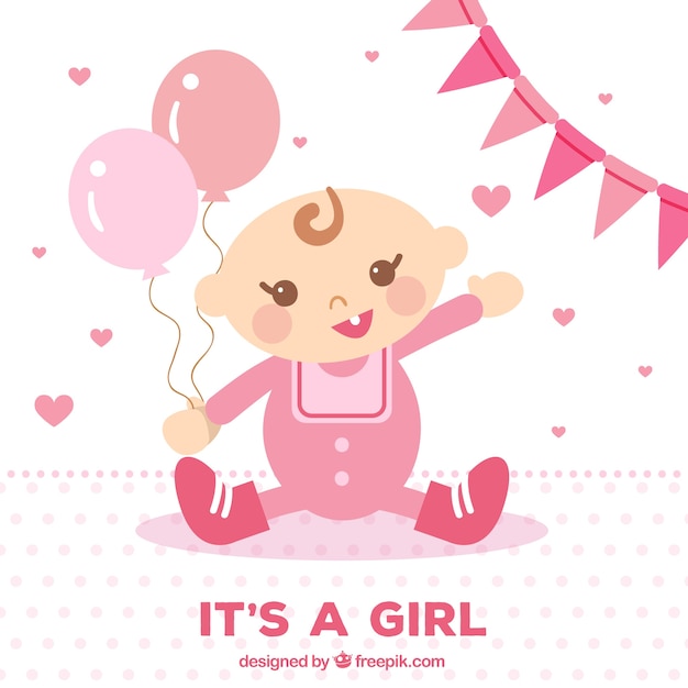 Free vector baby girl background in flat style