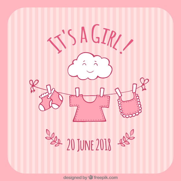 Free vector baby girl background in hand drawn style