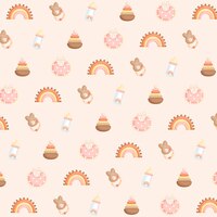 Baby girl boho items and toys background