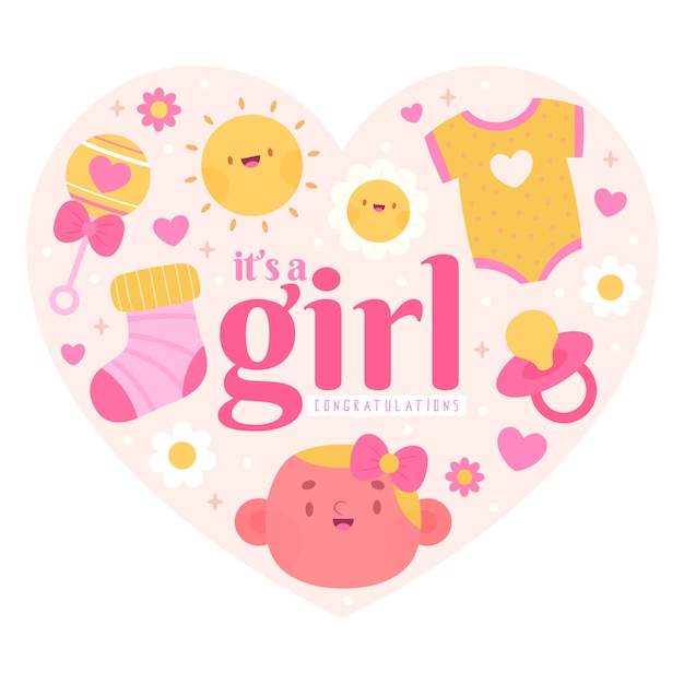 Free vector baby girl shower event