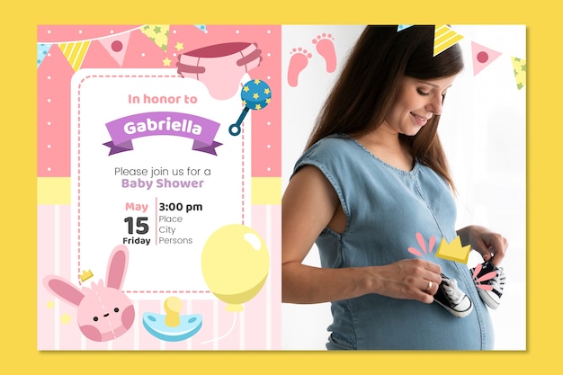 Free vector baby girl shower invitation template