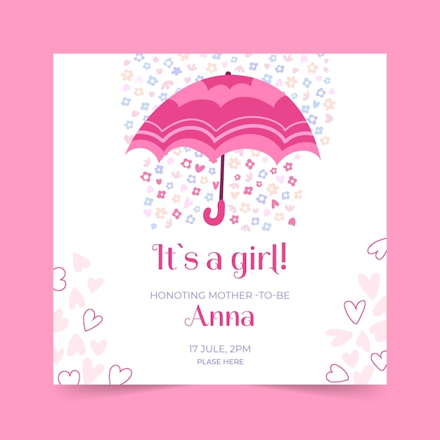 Baby girl shower invitation template