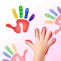 Free vector baby hand with colorfull hand prints