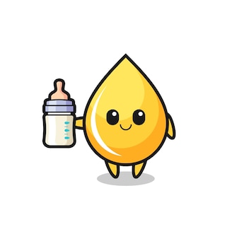 Baby honey drop cartoon character with milk bottle