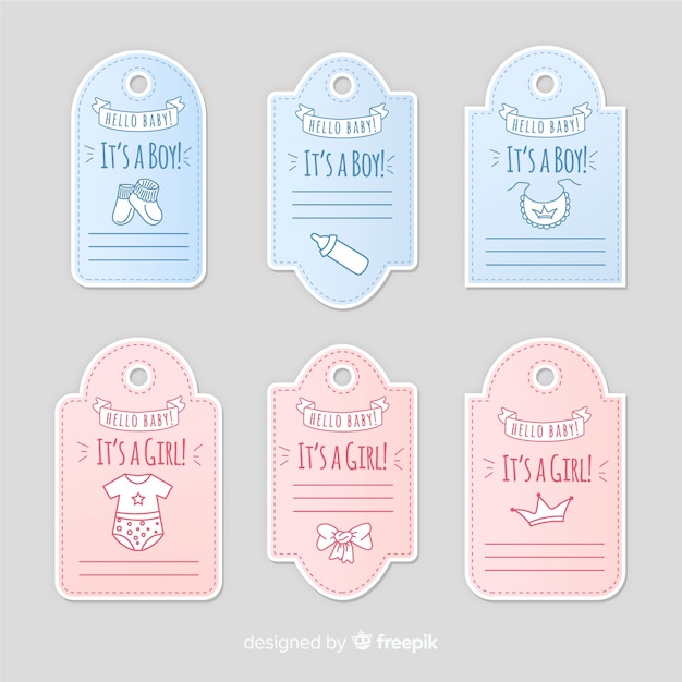 Free vector baby label collection