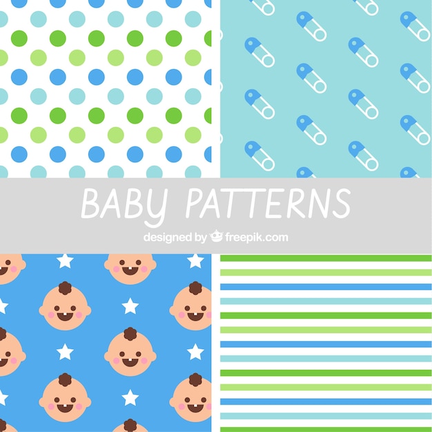 Free vector baby pattern set in flat design