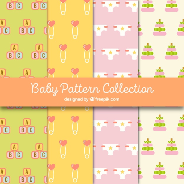 Free vector baby patterns collection in flat style