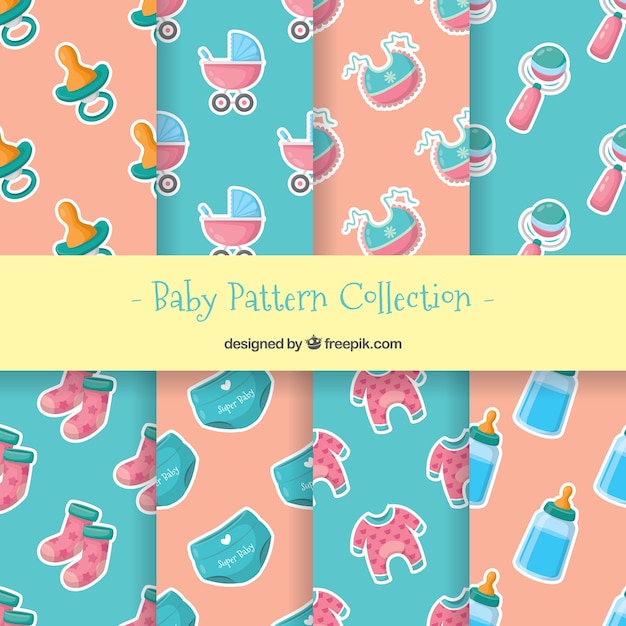 Free vector baby patterns collection in flat style