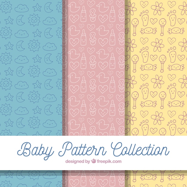 Baby patterns collection with elements