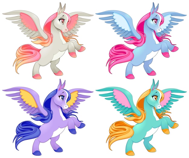 Free vector baby pegasus on two legs. cartoon vector isolated characters.