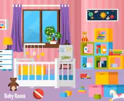 Free vector baby room flat colorful composition