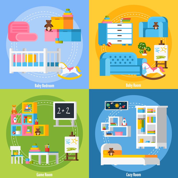 Free Vector baby room flat design concept