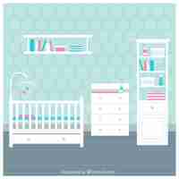 Free vector baby room with white furniture