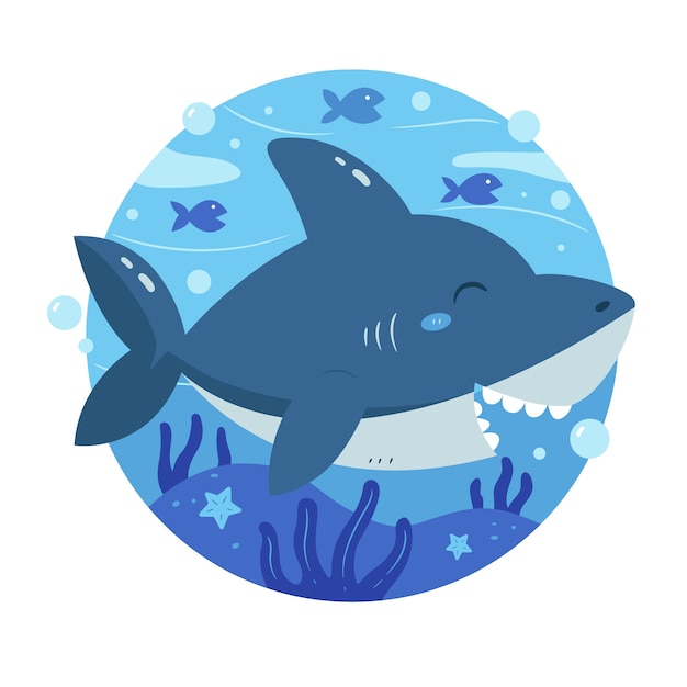 Baby Shark Cartoon Style Concept Vector Templates