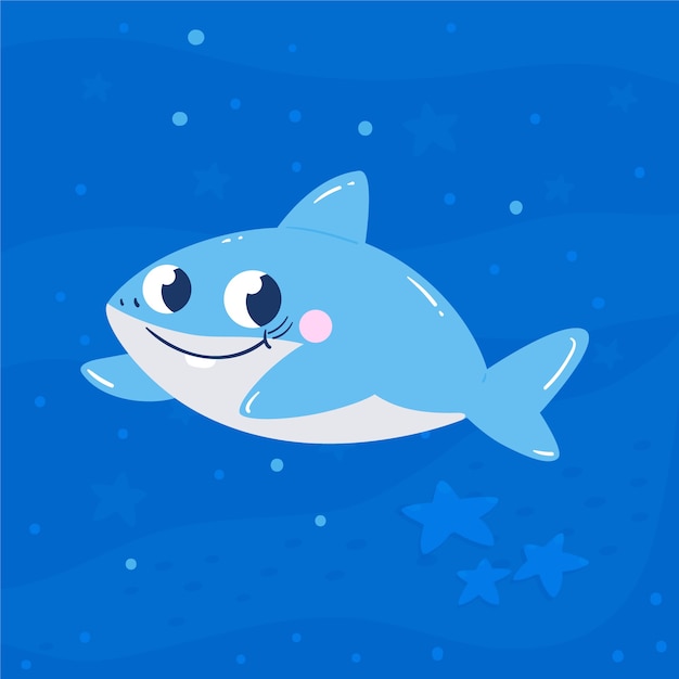 Free vector baby shark in cartoon style