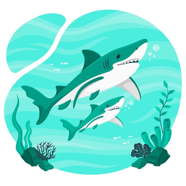 Free Vector baby shark concept illustration