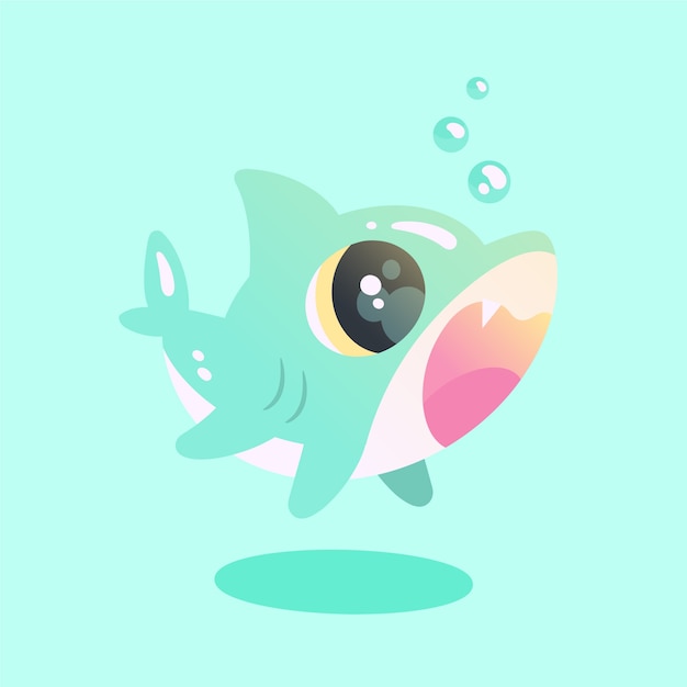 Free vector baby shark in flat design