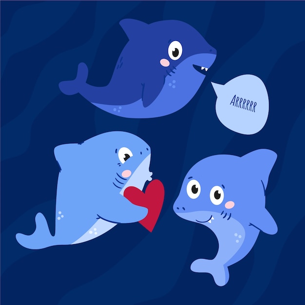 Free vector baby shark flat style