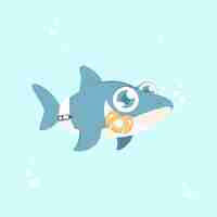 Free vector baby shark with blue eyes