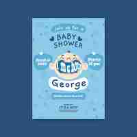 Free vector baby shower for boy invitation template design