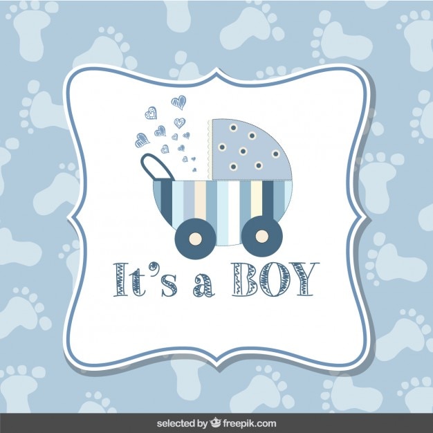 Baby Shower Card Boy With Footprint Background