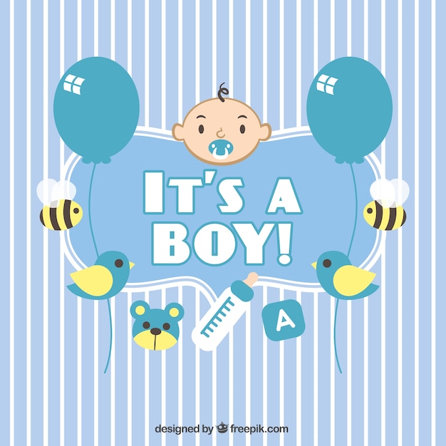 Free vector baby shower card for boy