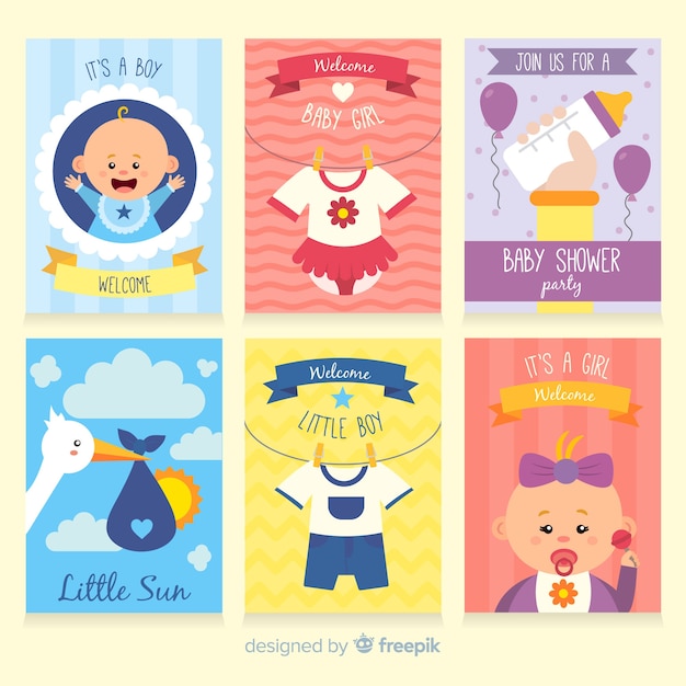 Free vector baby shower card collection