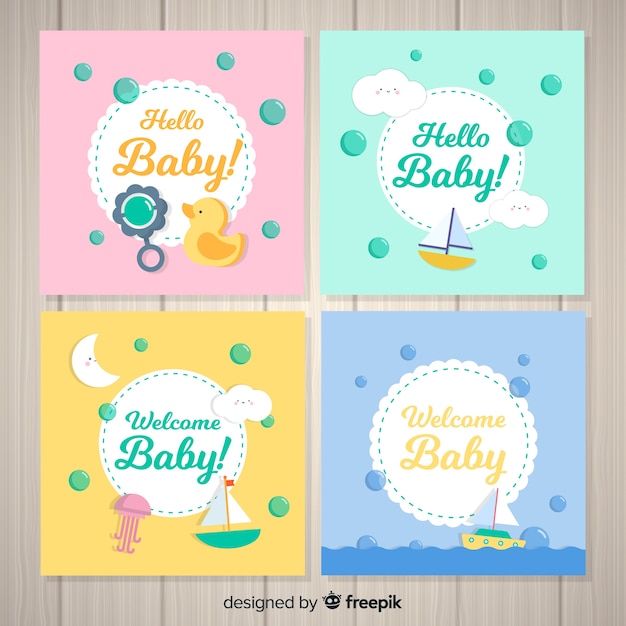 Free vector baby shower card set