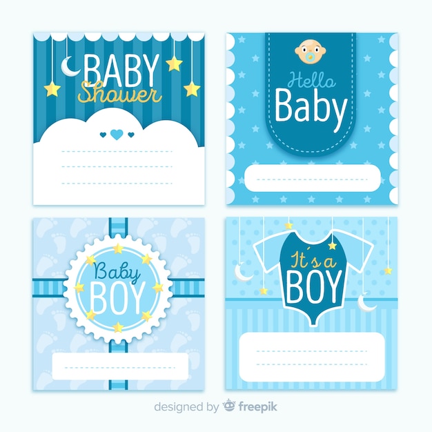 Vettore gratuito set di carte baby doccia