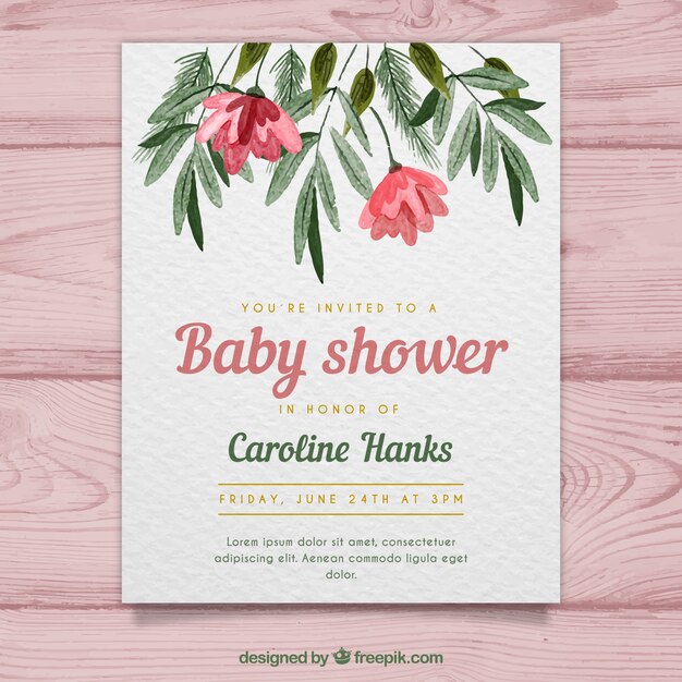 Baby Shower Card In Watercolor Style