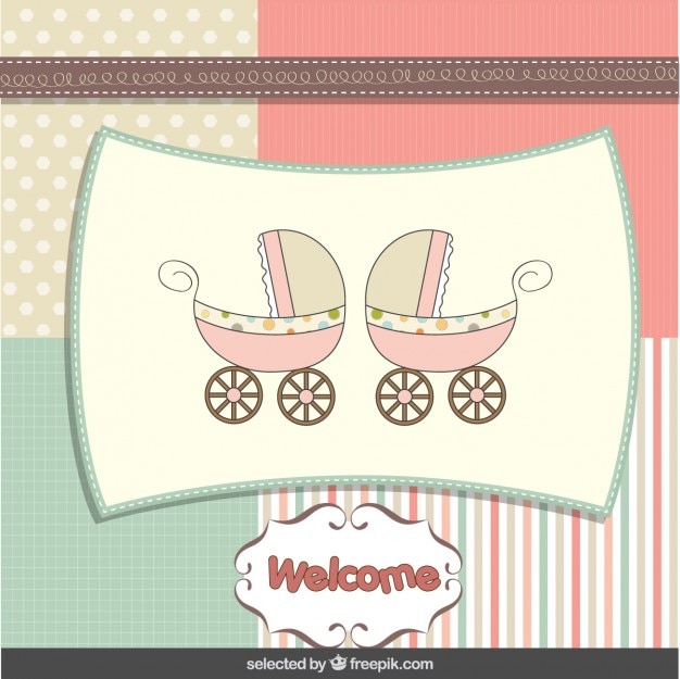 Baby shower card with baby strollers